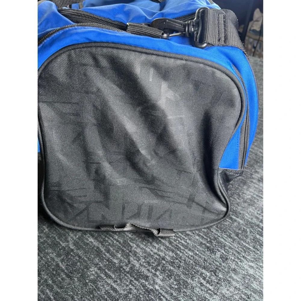 Nike Duffel Bag Unisex Large Blue Black Swoosh Athletic Gym Travel Bag